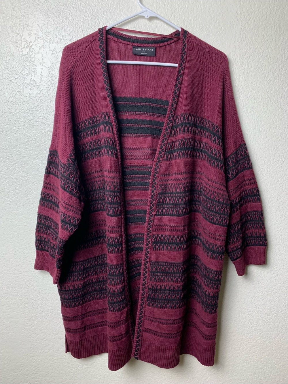 Cozy Fall Burgundy Grunge Geometric Cardigan Size 18/20